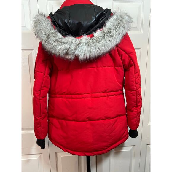 BCBG Sz Small Red‎ Insulated Removable Hood Parka Puffer NWT - Picture 3 of 10